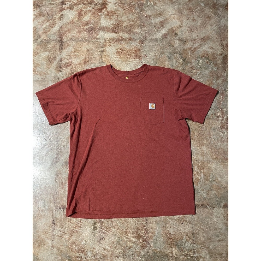 Carhartt Original Fit Front Pocket Red Burgundy Short Sleeve T-Shirt Sz XL *